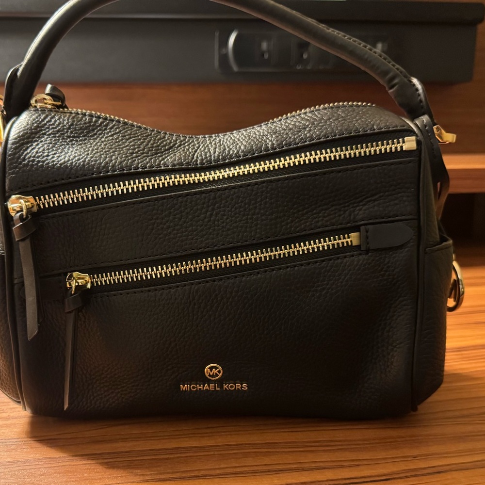 Michael Kors Black Crossbody Bag with Gold Accents